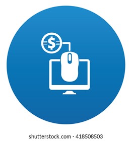 Pay per click icon design on blue background,vector