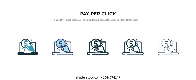 pay per click icon in different style vector illustration. two colored and black pay per click vector icons designed in filled, outline, line and stroke style can be used for web, mobile, ui