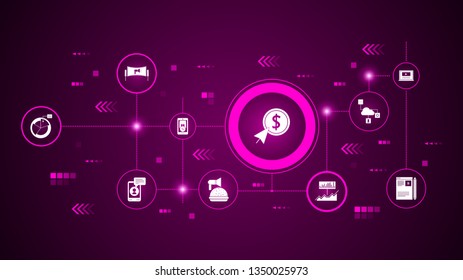 pay per click icon. From Digital Marketing, Promotion set
