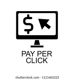 pay per click icon. Element of seo and development icon with name for mobile concept and web apps. Detailed pay per click icon can be used for web and mobile on white background