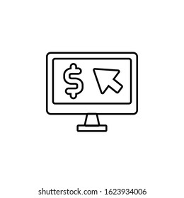 pay per click icon. Element of seo and development icon with name for mobile concept and web apps. Detailed pay per click icon can be used for web and mobile on white background