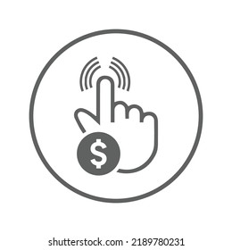 Pay, per click icon. Gray vector graphics.