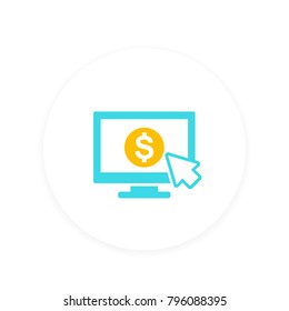 pay per click icon, internet marketing concept