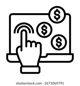 Ilustración vectorial de estilo de línea de icono de pago por Hacer clic
