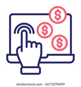 Ilustración vectorial de estilo de color de línea de icono de pago por Hacer clic
