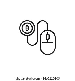 Pay per click icon. Mouse pad connected with bitcoin symbol. E-commerce icon. Freelance, pay per work in web, internet surf device icon concept. Vector illustration