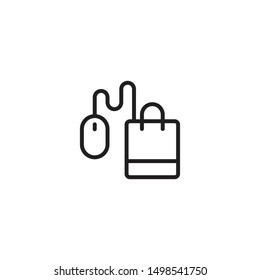 Pay per click icon with mouse and shopping bag. Buy now button, click, website element. Trendy Flat style for graphic design, Web site, UI. EPS10. 