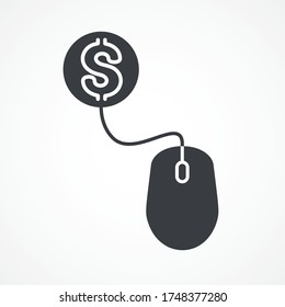 Pay Per Click Icon With Mouse And Coin, Linear
