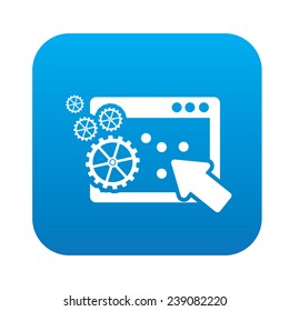 Pay per click icon on blue button,clean vector