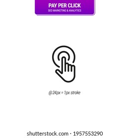 Pay Per Click Icon. PPC SEO Marketing and Analytics symbol. Achieving results in conversion, engagement and insight. Can be used for topics like Analytics, internet and web services - Mono - Vector