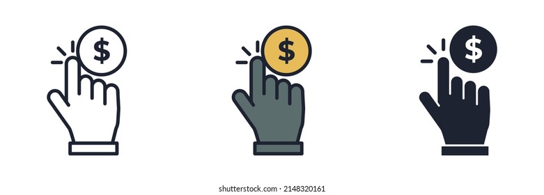 pay per click icon symbol template for graphic and web design collection logo vector illustration
