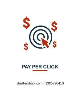 Pay Per Click icon in two colors. Creative black and red design from e-commerce icons collection. Pixel perfect simple pay per click icon for web design, apps, software, print usage.