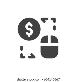 Pay per click icon vector, filled flat sign, solid pictogram isolated on white. PPC Symbol, logo illustration. Pixel perfect