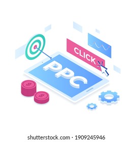 Pay per click illustration concept. Illustration for websites, landing pages, mobile applications, posters and banners