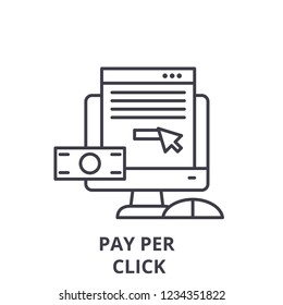 Pay per click line icon concept. Pay per click vector linear illustration, symbol, sign