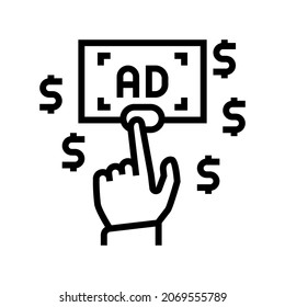vector de icono de línea de pago por clic. signo de pago por clic. símbolo de contorno aislado ilustración negra