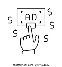 pay per click line icon vector. pay per click sign. isolated contour symbol black illustration