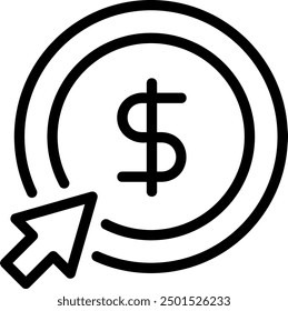 Vector de ilustración de icono de línea de pago por Hacer clic