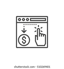 Pay per click line icon, outline vector sign, linear pictogram isolated on white. logo illustration