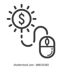 Pay Per Click Line Icon, Seo And Development, Mouse Sign Vector Graphics, A Linear Pattern On A White Background, Eps 10.