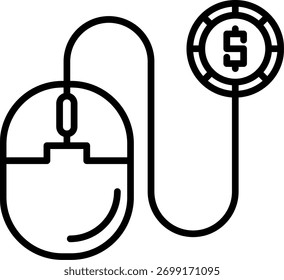 Pago por Hacer clic Línea Vector Icono Diseño