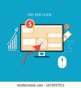 Pay per click management vector concept with marketing icons