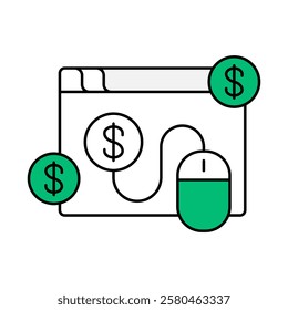 Pay Per Click – Money, Mouse, and Computer Icon Representing Paid Advertising Strategy for Driving Traffic and Conversions