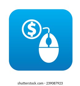 Pay per click on blue flat button,clean vector