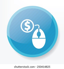 Pay per click on blue flat button,clean vector
