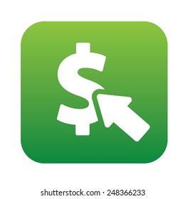 Pay per click on green flat button,clean vector