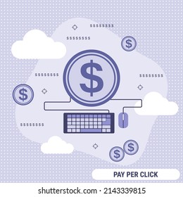 Pay per click, online banking, money transfer, online payment, web commerce flat design style vector concept illustration
