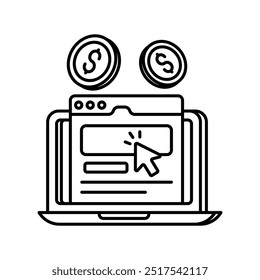 Ícone da estrutura de tópicos Pay Per Click, ilustração de vetor