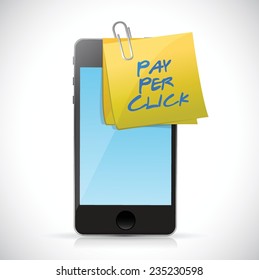 pay per click post phone illustration design over a white background
