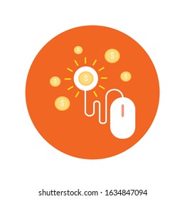  pay per click, ppc icon with mouse and coin