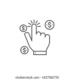Pay Per Click Related Vector Thin Line Icon. Isolated on White Background. Editable Stroke. Vector Illustration.