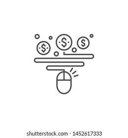 Pay Per Click Related Vector Thin Line Icon. Isolated on White Background. Editable Stroke. Vector Illustration.