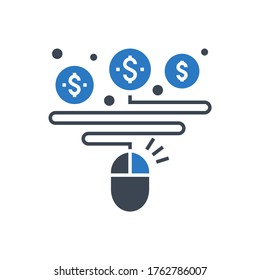 Pay Per Click Related Vector Glyph Icon. Isolated on White Background. Vector Illustration.