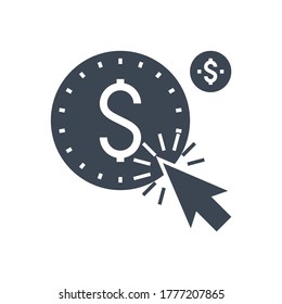 Pay Per Click Related Vector Glyph Icon. Isolated on White Background. Vector Illustration.