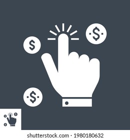 Pay Per Click Related Vector Glyph Icon. Isolated on Black Background. Vector Illustration.