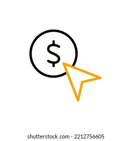 Icono de línea de escaneo de pago por clic. Ilustración de elemento simple. Diseño de símbolos de esquema de concepto de pago por clic.