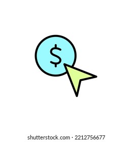 Icono de línea de escaneo de pago por clic. Ilustración de elemento simple. Diseño de símbolos de esquema de concepto de pago por clic.