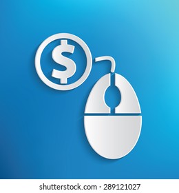 Pay per click symbol on blue background,clean vector