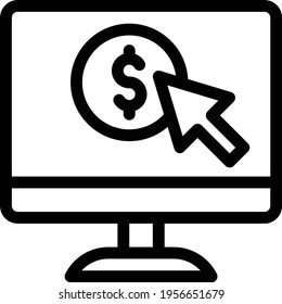 icono de línea de clavija vectorial de pago por clic