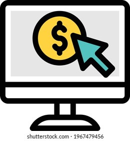 pay per click vector clour line icon