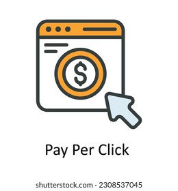 Pay Per Click Vector Fill outline Icon Design illustration. Seo and web Symbol on White background EPS 10 File