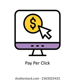 Pay Per Click vector Fill outline icon illustration. EPS 10 File.