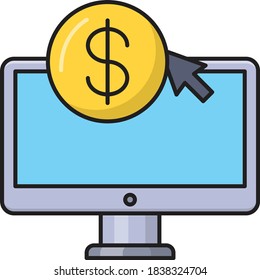 pay per click vector flat color icon