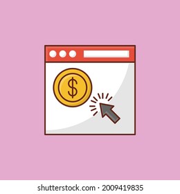 pay per click vector flat color icon