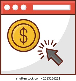 pay per click vector flat color icon