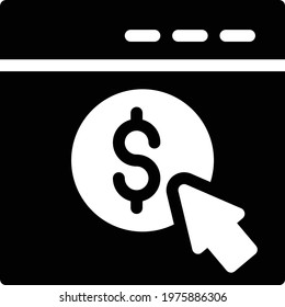 pay per click vector glyph flat icon